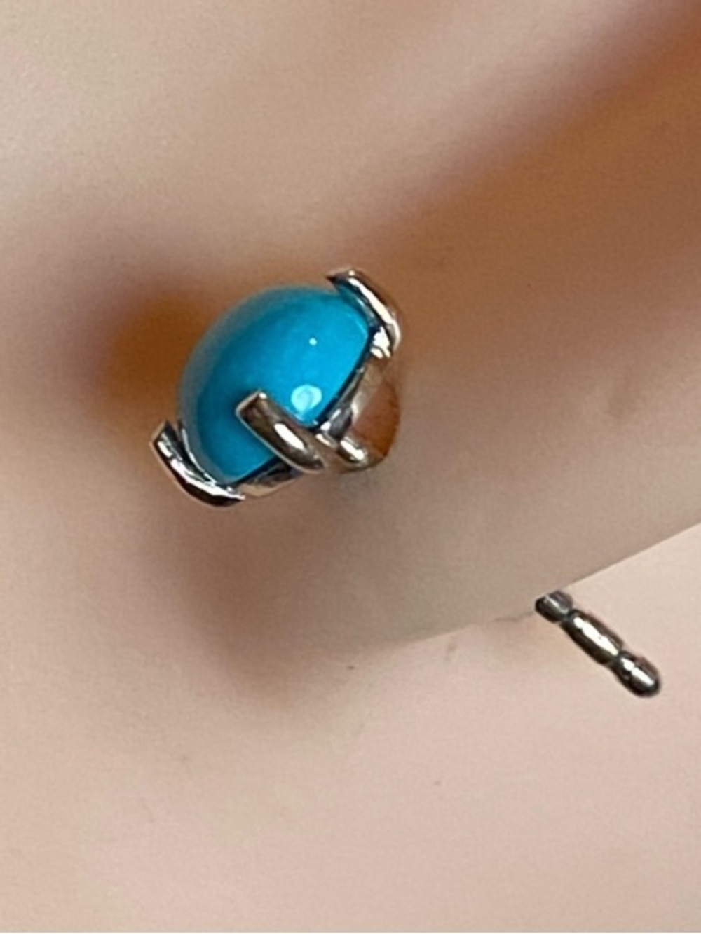 D’Joy Sleeping Beauty Turquoise Solitaire Studs-Rhodium Over Sterling Silver NWT